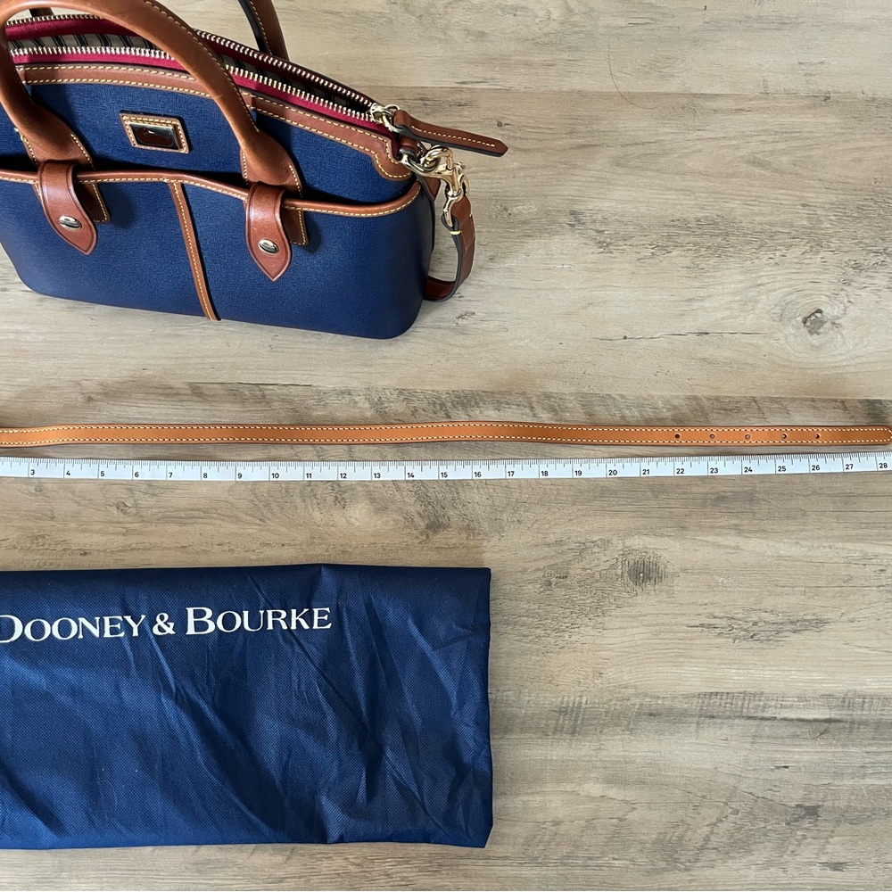 Dooney & Bourke navy blue and brown leather Satchel - Picture 12 of 13